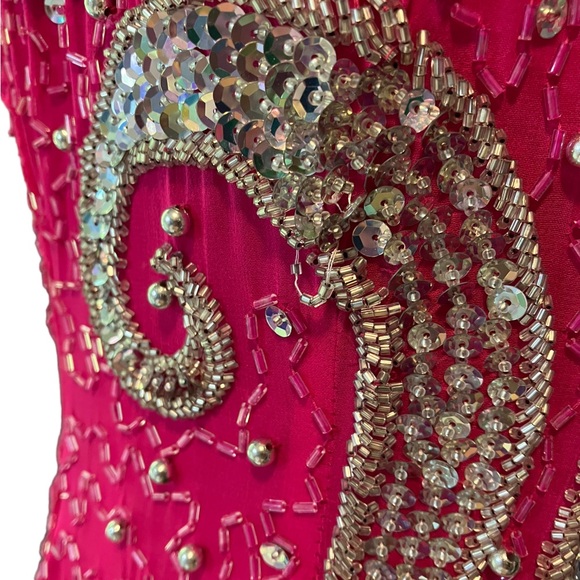 Vintage NWT Alyce Designs Fuschia Pink with Silver Sequins Full Length Dress - Picture 15 of 16